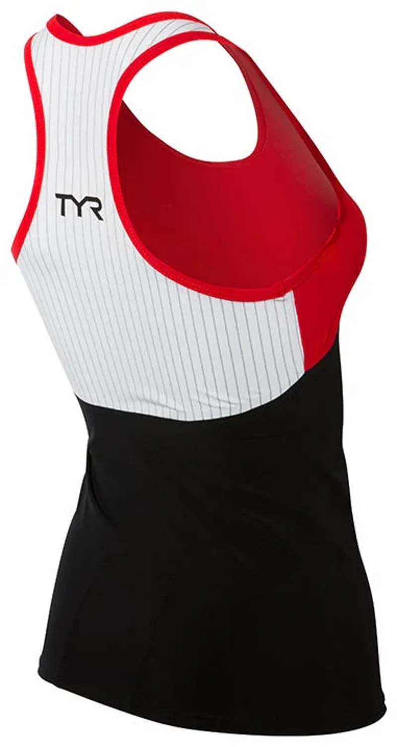 TYR Women's Tri-Tank - Carbon - Red/BLK-1