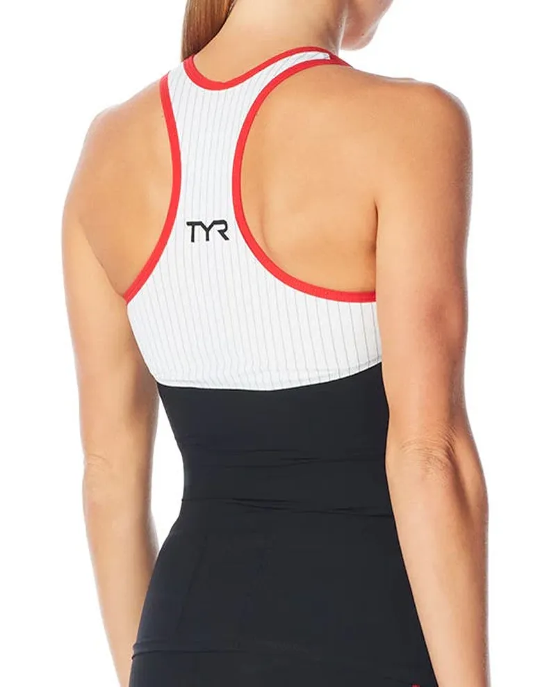 TYR Women's Tri-Tank - Carbon - Red/BLK-3