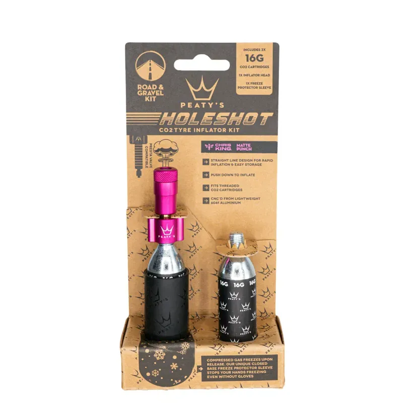 Peaty's Holeshot CO2 Road And Gravel 16g Tyre Inflator in Punch
