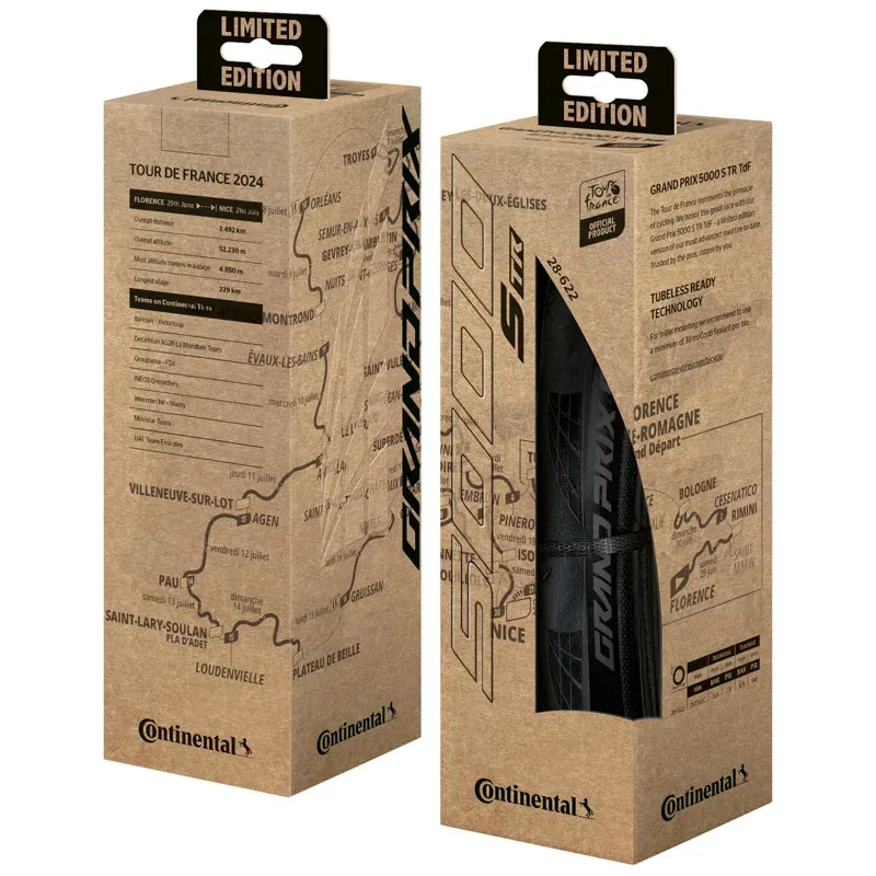 Continental Grand Prix 5000s Tubeless Ready Tyre Tour De France Version - Foldable Blackchili Compound 2024: BLACK/BLACK 700x28c